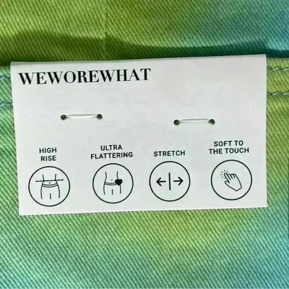 We Wore What Flare Bell Shorts, Stretch Twill Denim in Zvi Tie Tye. Size 27. NWT - Picture 8 of 15